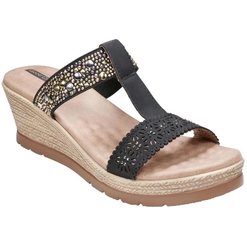Embrace New Fashion Good Choice Womens Alena Faux Suede Round Toe Wedge Sandals