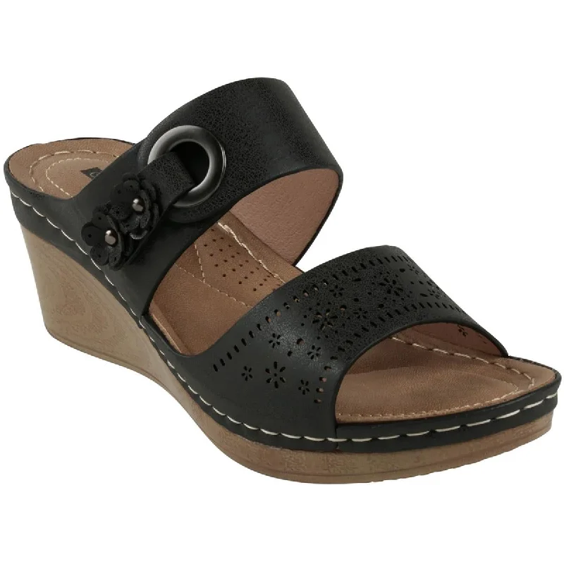 Comfortable Casual Shoes Good Choice Womens Faux Leather Wedge Sandals