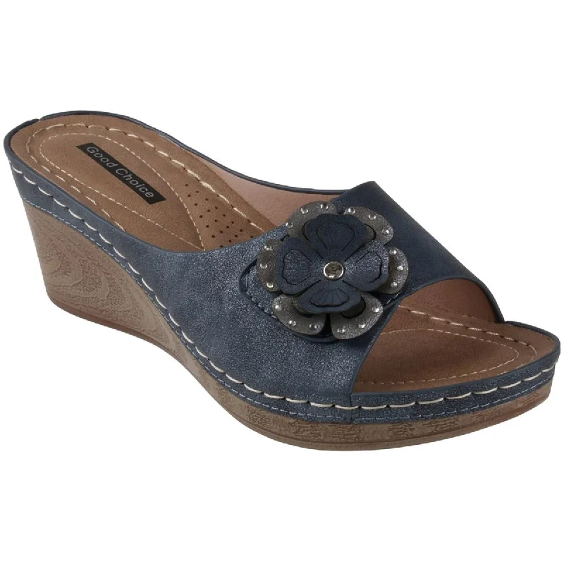 Walking Comfort Shoes Good Choice Womens Faux Suede Slip On Wedge Sandals