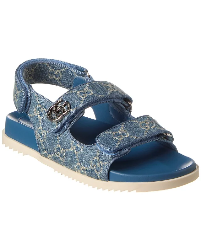 Additional Time-Limited Offers Gucci Double G GG Denim & Leather Sandal