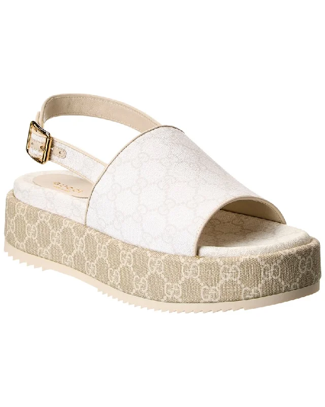Comfortable Everyday Shoes Gucci GG Supreme Canvas & Leather Platform Sandal