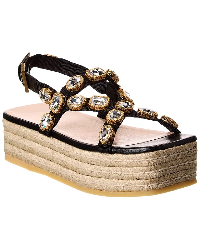 Modern Running-Style Shoes Gucci Grosgrain & Leather Platform Sandal
