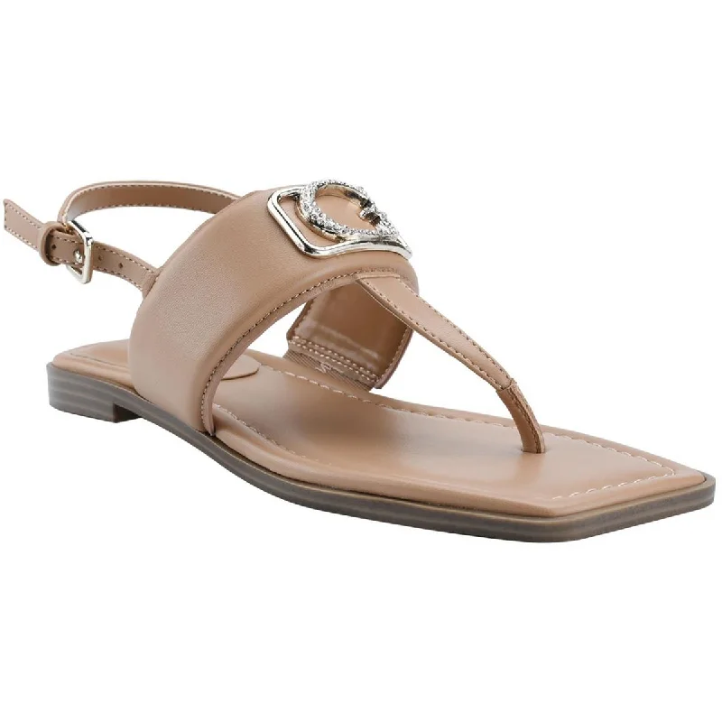 Trendy Flats Sale Guess Womens Arenna Faux Leather Adjustable Slingback Sandals