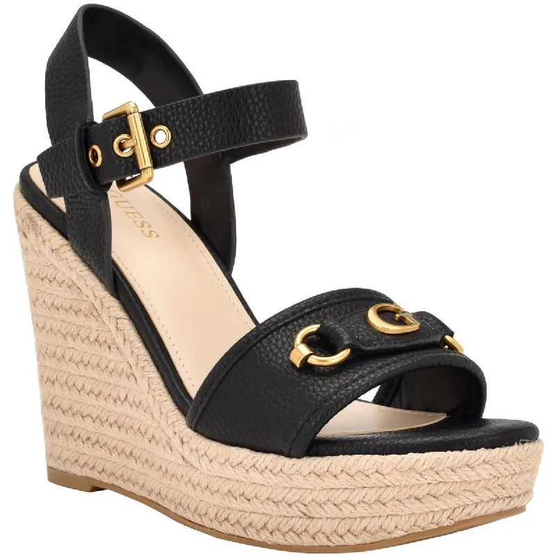 Massive Selection Sale Guess Womens Hisley Faux Leather Ankle Strap Wedge Sandals