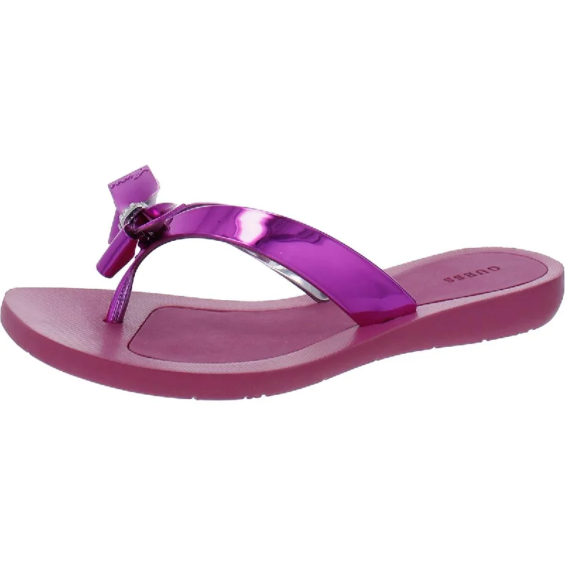 Comfortable Everyday Shoes Guess Womens Patent Rhinestone Flip-Flops