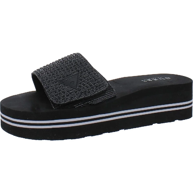 Classic Chic Deals Guess Womens Rhinestone Studded Slide Sandals