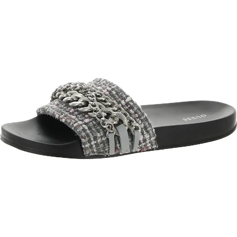 Business Casual Shoes Discount Guess Womens Salema Chain Knit Pool Slides
