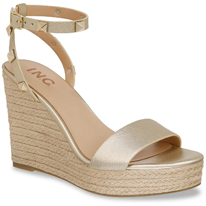 Fashionista Favorites INC Womens Maverickp Faux Leather Ankle Strap Wedge Sandals