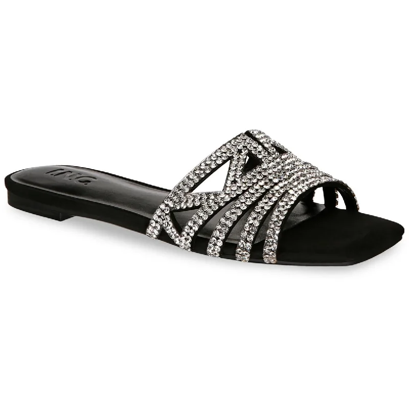 Comfortable Shoes Promotion INC Womens Tianah Rhinestone Slip On Slide Sandals