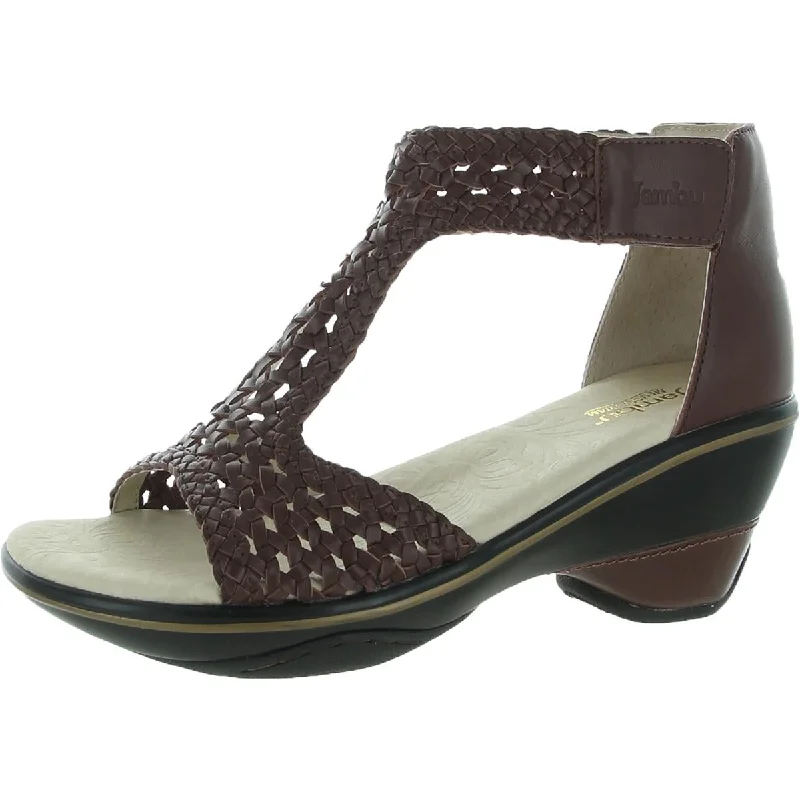 Modern Urban Slip-Ons Jambu Womens Sandy Leather Woven Heel Sandals