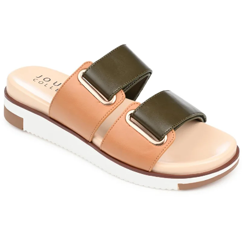 Chic And Trendy Journee Collection Womens Ashanti Faux Leather Double Strap Slide Sandals
