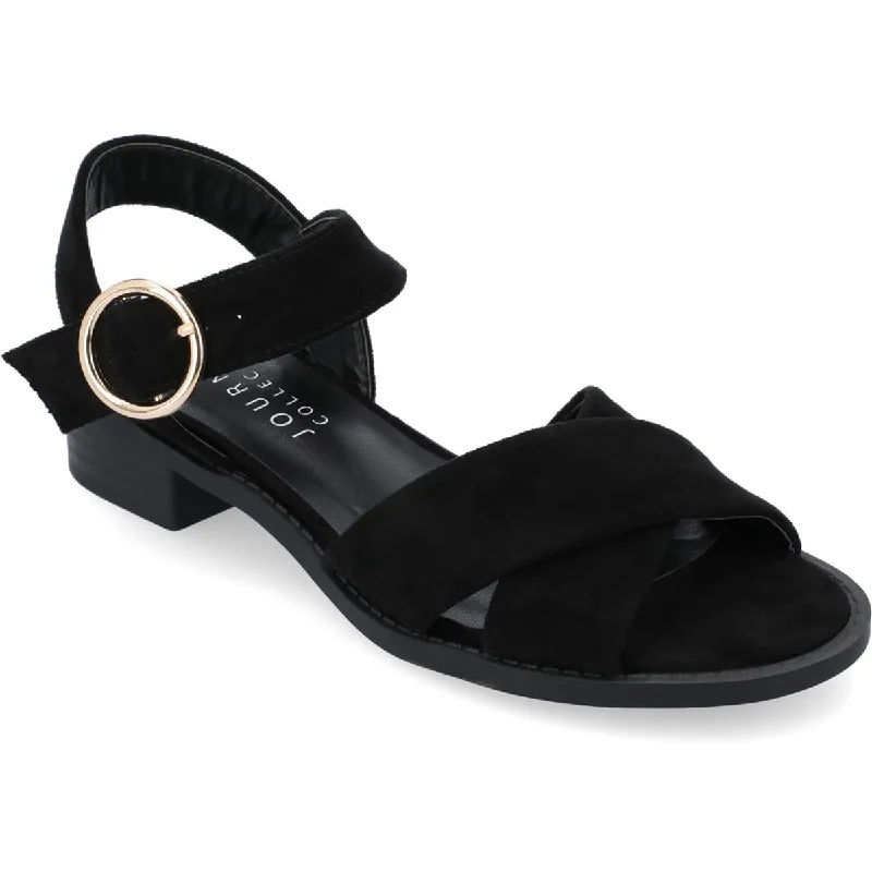 Comfortable Stylish Shoes Journee Collection Womens Cressida Faux Suede Criss-Cross Slingback Sandals