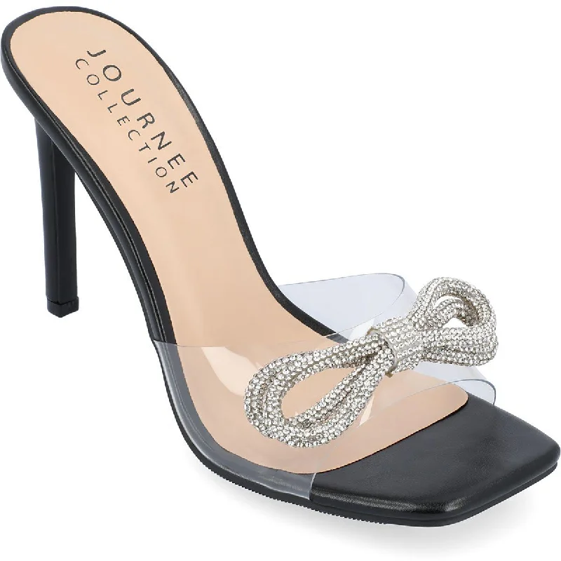 Sophisticated Style Offers Journee Collection Womens Fenella Faux Leather Rhinestone Slide Sandals