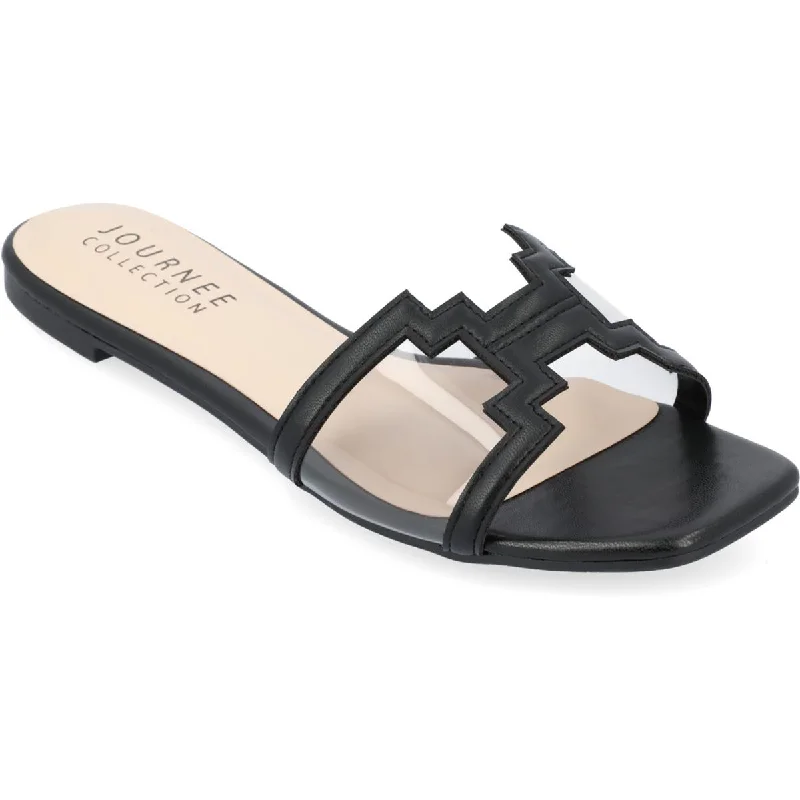 Exclusive Designer Shoes Sale Journee Collection Womens Jamarie Faux Leather Slip-On Slide Sandals