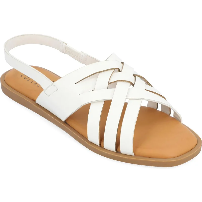 Absurdly Cheap Sale Journee Collection Womens Merrin Faux Leather Square Toe Slingback Sandals