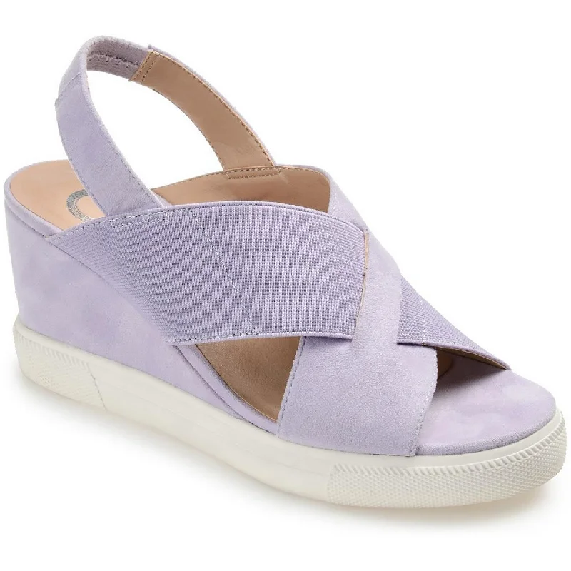 Hot Items Journee Collection Womens Ronnie Faux Suede Peep-Toe Wedge Sandals