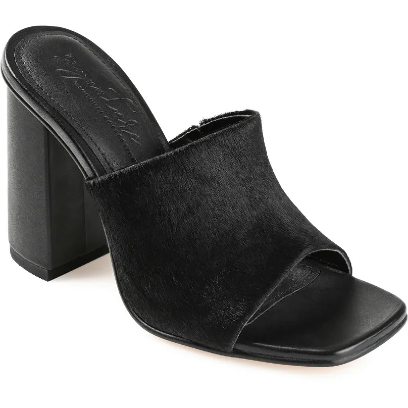 Casual Chic Deals Journee Signature Womens Leather Slip On Block Heel