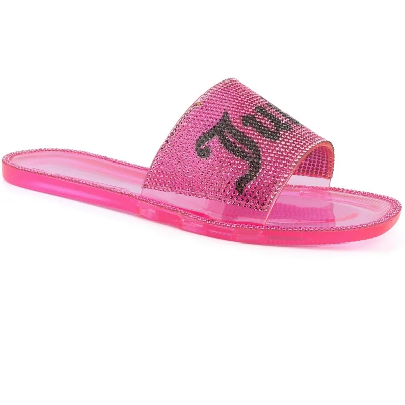 Cozy Winter Boots Promotion Juicy Couture Womens Hylton Logo Rhinestone Pool Slides