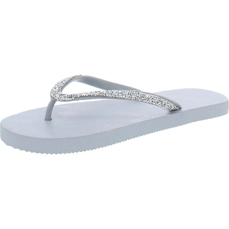 New In This Season Juicy Couture Womens JC-Shimmery Rhinestone Sandals Flip-Flops