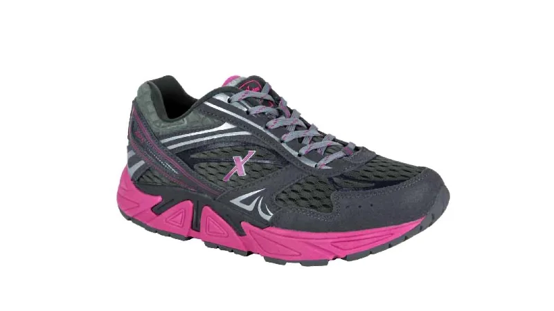Statement Fashion Offers Ladies Genesis Extra Wide Sneakers In Graphite/magenta