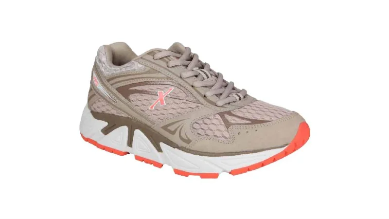 Daring Fashion Promotions Ladies Genesis Extra Wide Sneakers In Grey/salmon