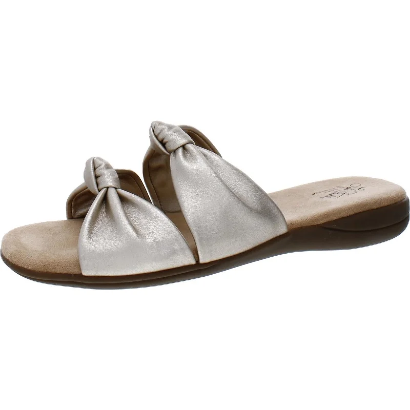 Discount Price LifeStride Womens Eden Faux Leather Foam Insole Slide Sandals