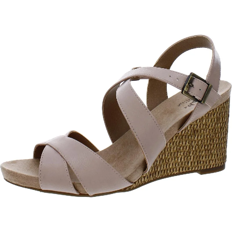 Explore What's New LifeStride Womens Harbor Faux Leather Strappy Wedge Sandals