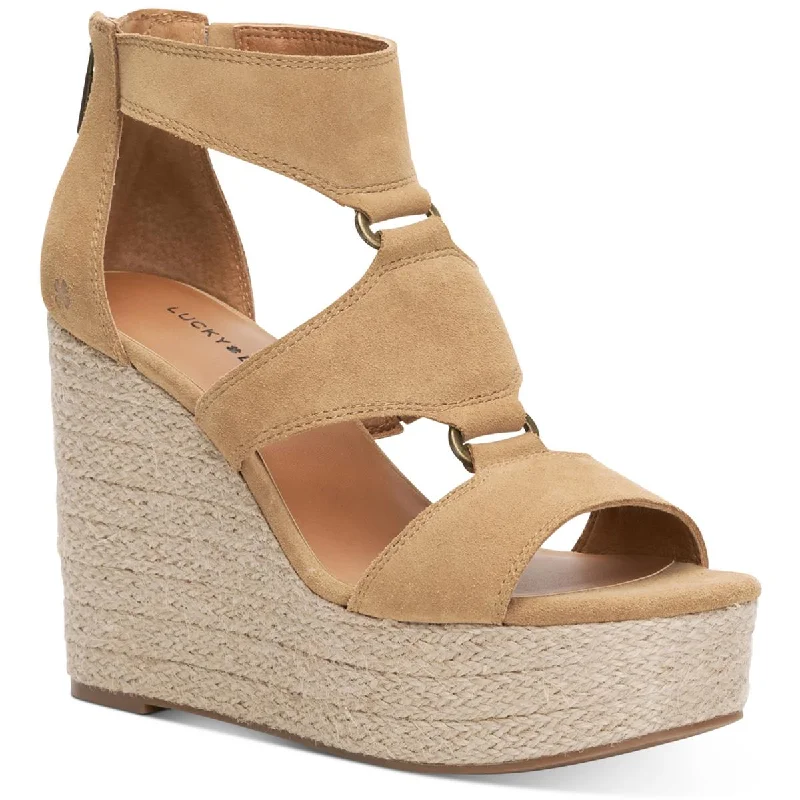 Exclusive Designer Shoes Sale Lucky Brand Womens Rillyon Suede Gladiator Wedge Sandals