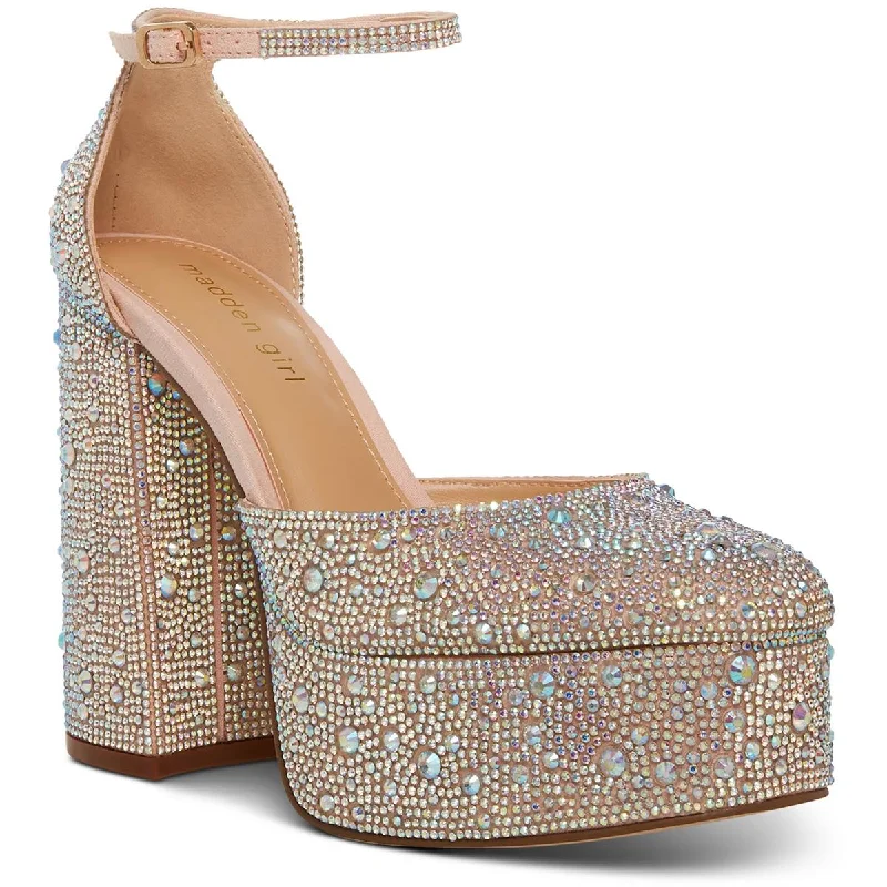 Must Haves Madden Girl Womens DION-R Embellished Glass Platform Sandals