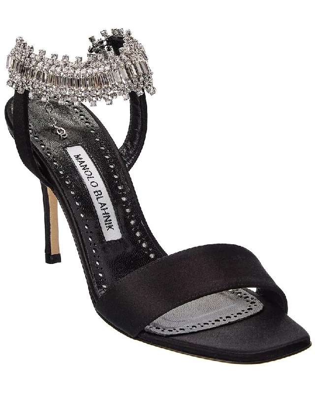 Comfortable Stretchy Shoes Manolo Blahnik Parinasan 90 Satin Sandal
