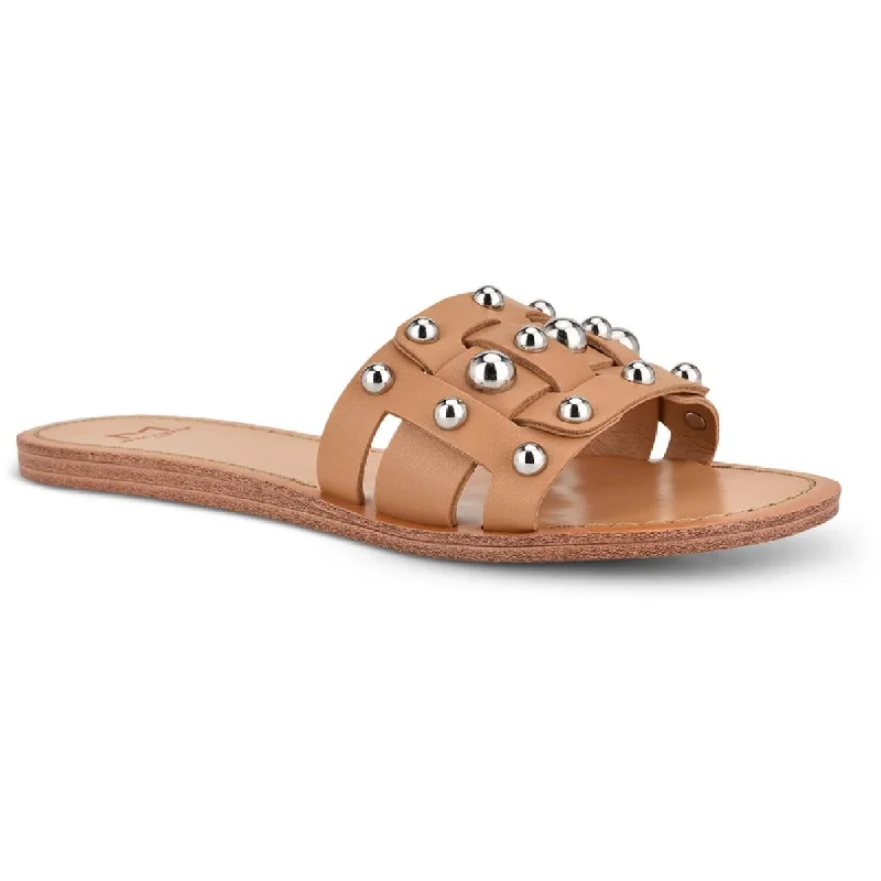 Bold Fashion Footwear Marc Fisher LTD Womens Pacca Leather Studded Slide Sandals