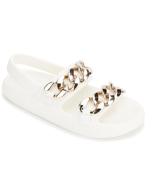 Day To Night Styles Mello Eva Sling Chain Womens Slingback Slip On Flatform Sandals