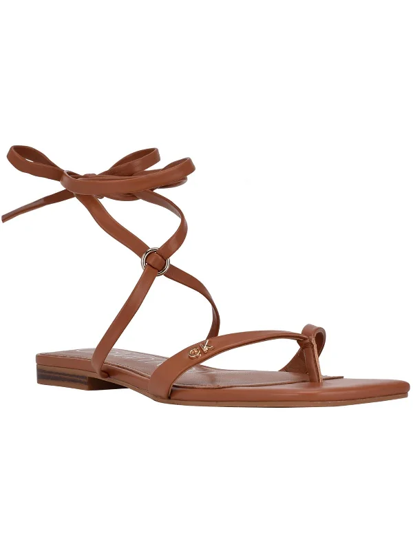 Limited Time Special Offer Minola Womens Faux Leather Ankle Tie Thong Sandals