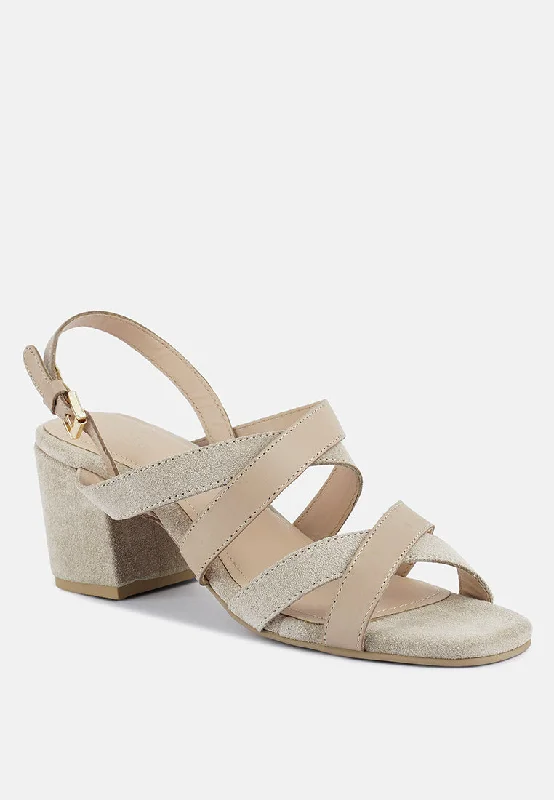 Fashion-Forward Offers MON-LAPIN Nude High Heeled Block Leather Sandal