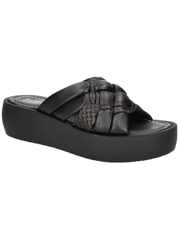 Discount Extravaganza Ned Italy Womens Leather Slip On Flatform Sandals