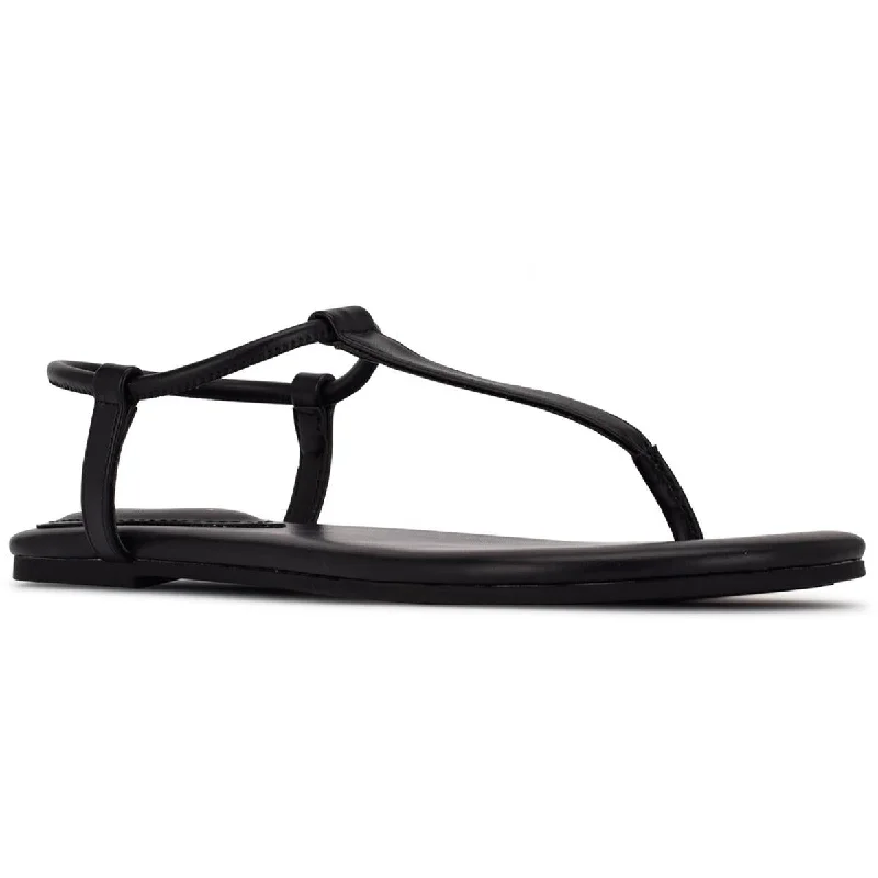 Style Breakthroughs Nine West Womens BASSIE3  Faux Leather Thong Ankle Strap