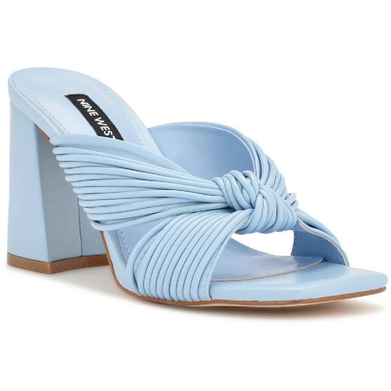 Statement Fashion Offers Nine West Womens Faux Leather Knot-Front Slide Sandals