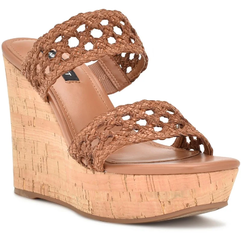 Sleek Versatile Footwear Nine West Womens KALANI2 Cork heel Square toe Wedge Sandals