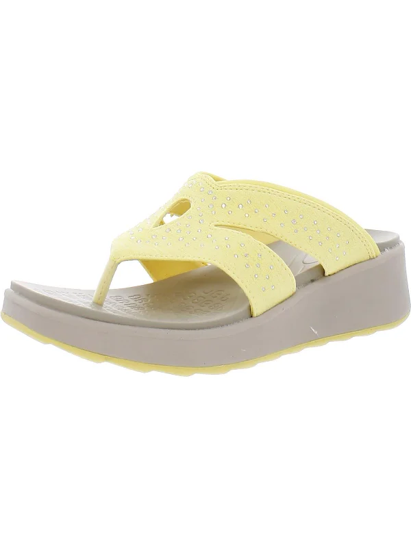 Limited Time Deal Nola Bright Womens Rhinestone Slip On Wedge Sandals