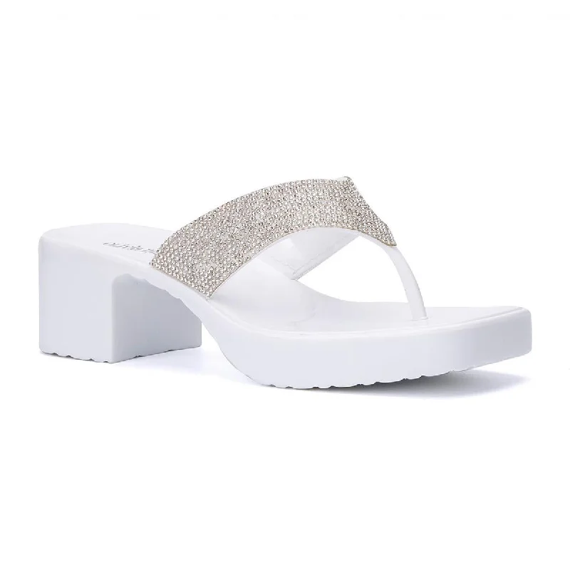 Contemporary Fashion Sale Olivia Miller Womens Suzzie Rhinestone Slip On Thong Sandals