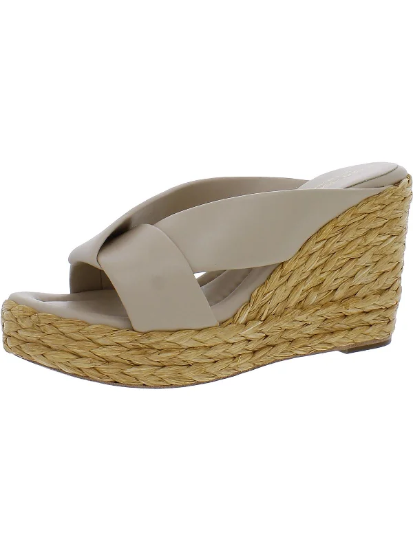 Stay Ahead In Style Opal Womens Leather Slip-On Wedge Sandals