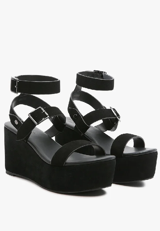 Elevated Casual Discounts PORTIA Leather Wedge Sandal in Black