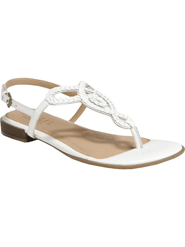 Casual Chic Ready Womens Leather Ankle Strap Flat Sandals