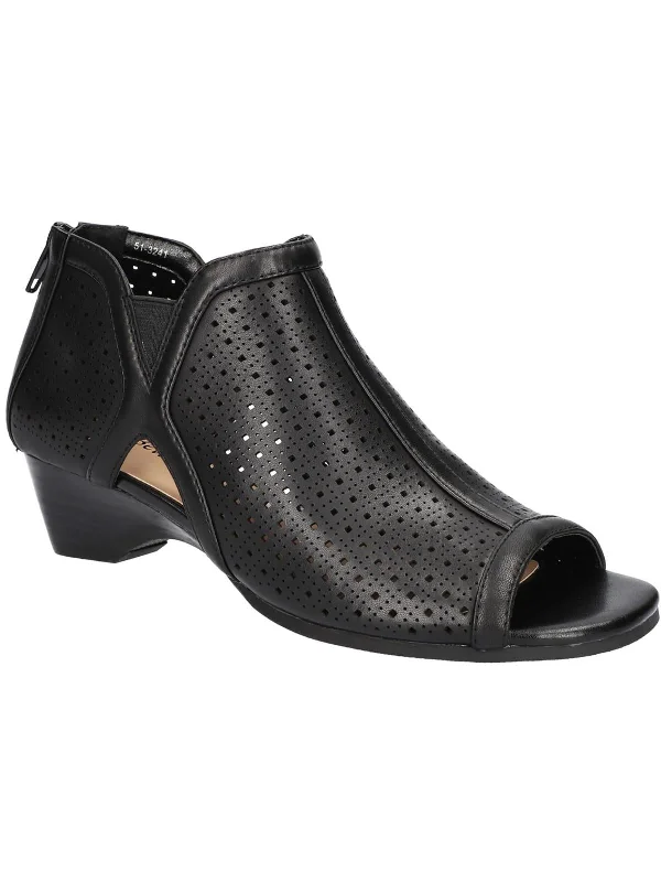 Comfortable Travel Shoes Remy Womens Leather Cut Out Block Heel
