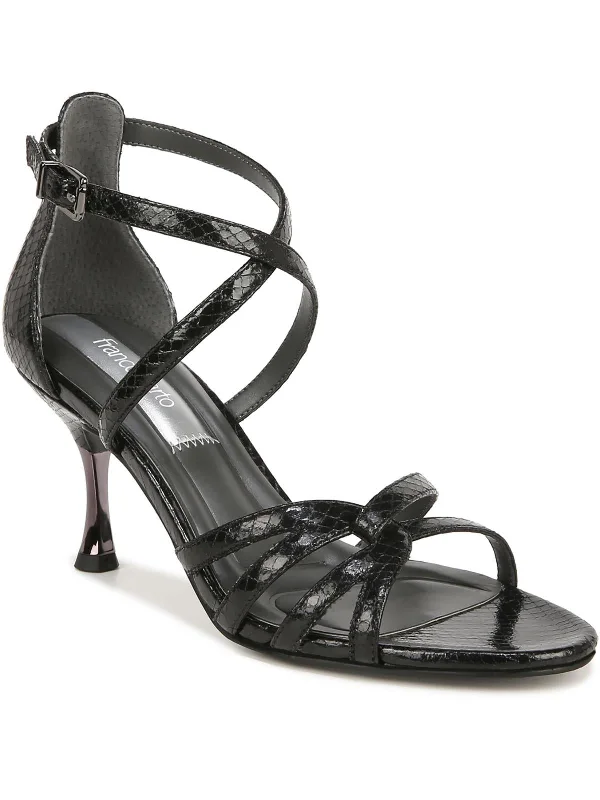 Comfortable Motion Flexible Shoes Rika Womens Faux Leather Ankle Strap Heels