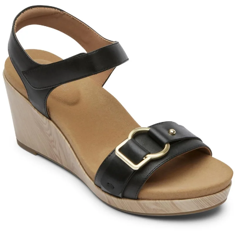 Chic & Cozy Collection Rockport Womens Briah II Leather Ankle Wedge Sandals