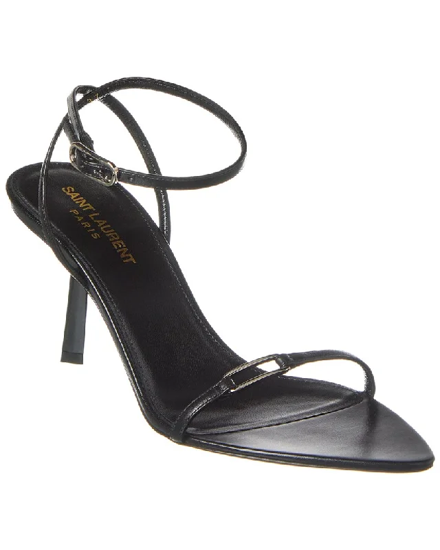 Hot Deals Saint Laurent Kitty 75 Leather Sandal