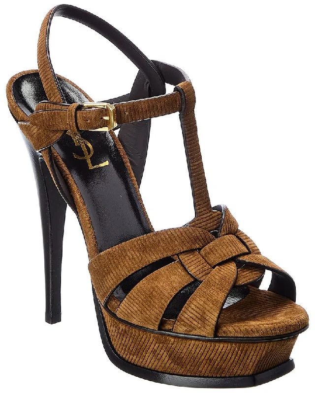 Lightweight Walking Shoes Offers Saint Laurent Tribute 105 Suede Platform Sandal