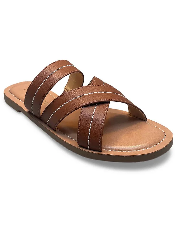 Stylish Savings Sara Stitch Womens Criss-Cross Front Slip-On Slide Sandals