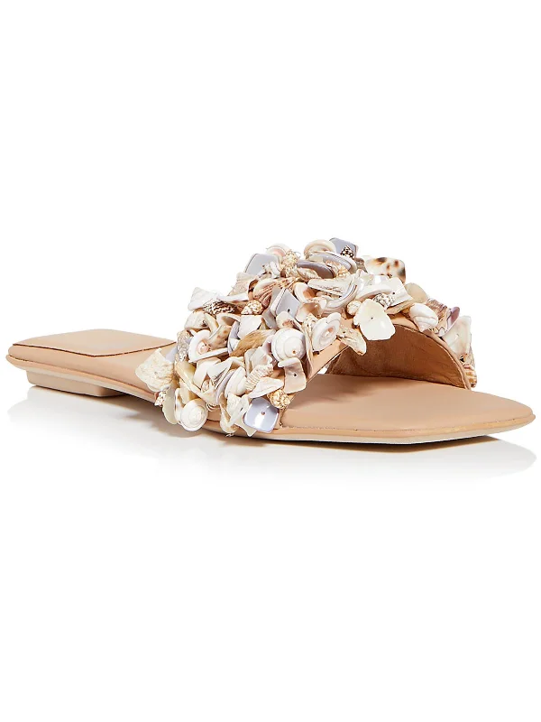 Contemporary Casual Deals Shellsea Womens Faux Leather Seashells Slide Sandals